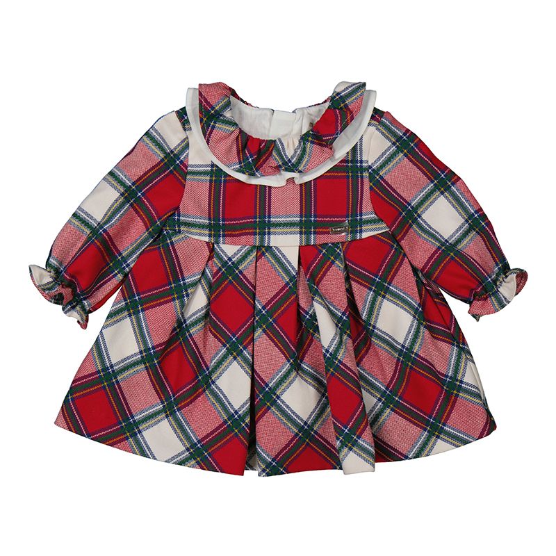 2808 Long Sleeve Plaid Dress-Red