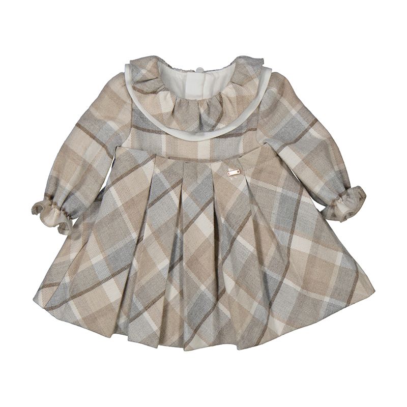 2808 Long Sleeve Plaid Dress-Walnut