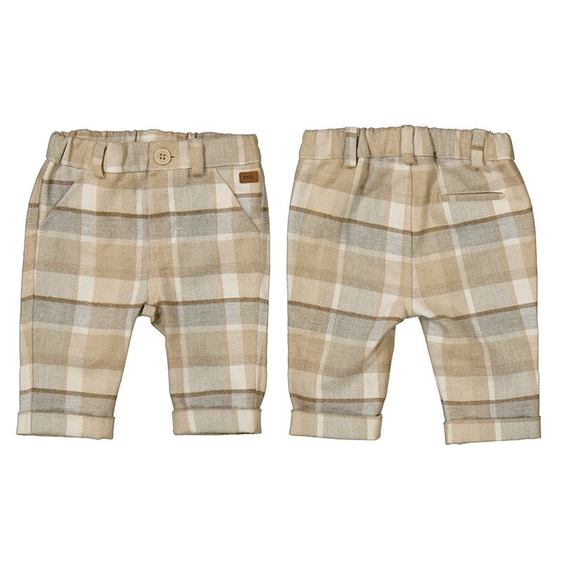 2522 Plaid Long Trousers- Walnut