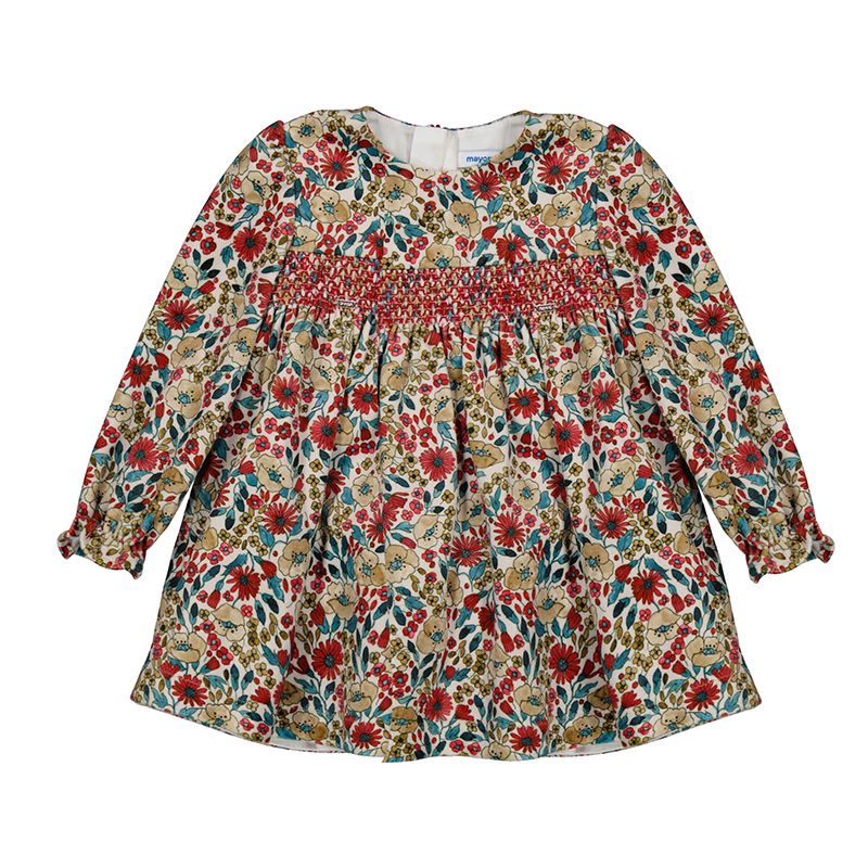 2913 Printed Velvet Dress- Cherry