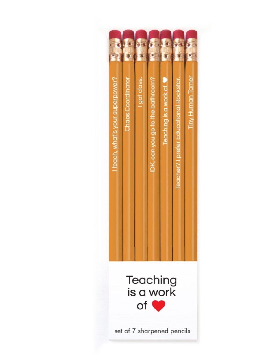 Teaching Is A Work Of Heart Pencil Set