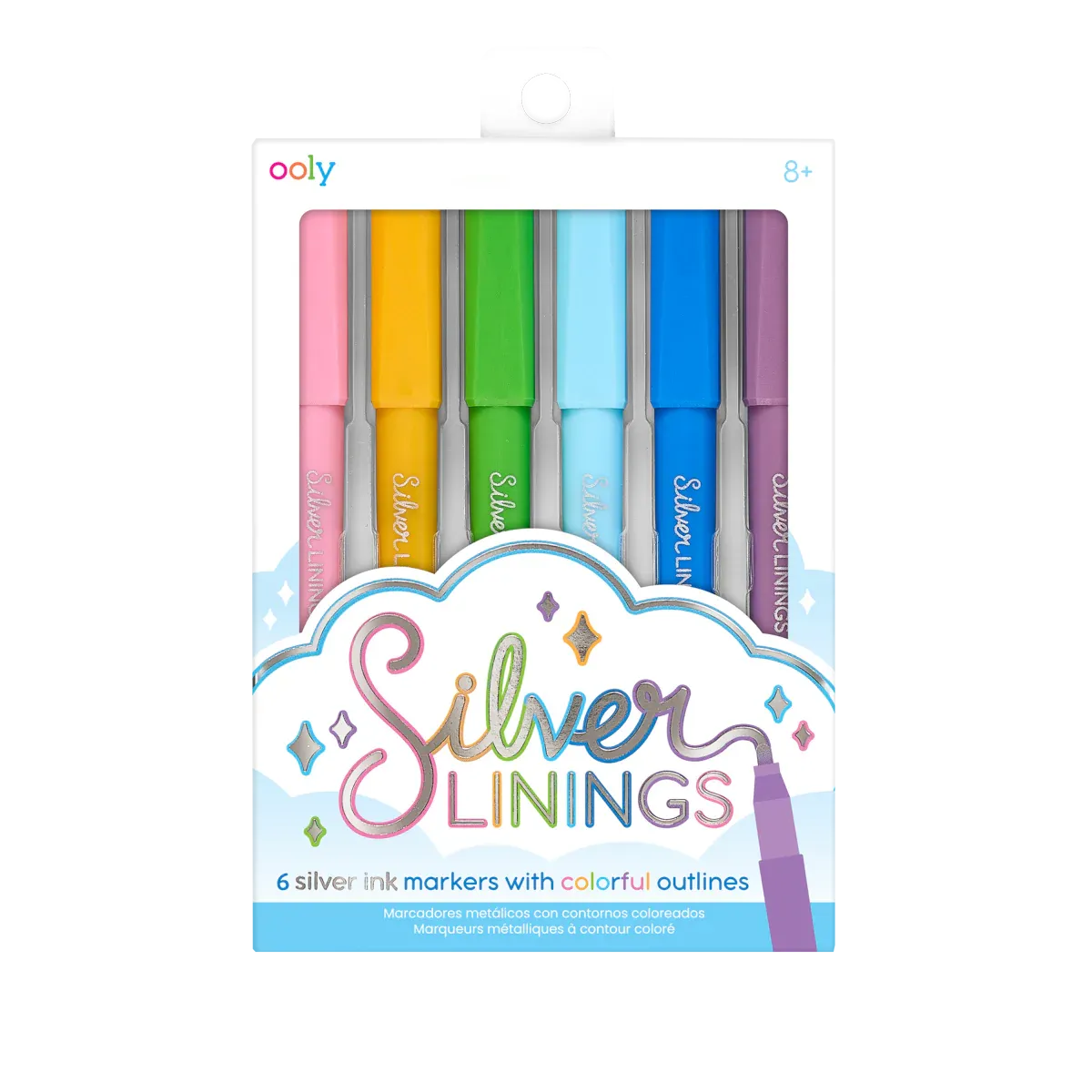 Silver Linings Outline Markers, 6pk