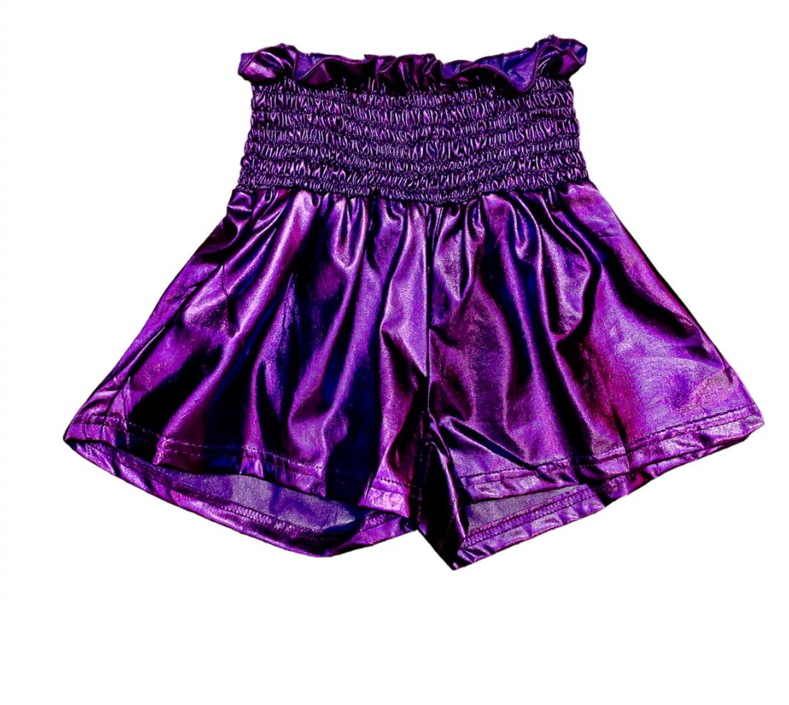 Purple Metallic Swing Shorts