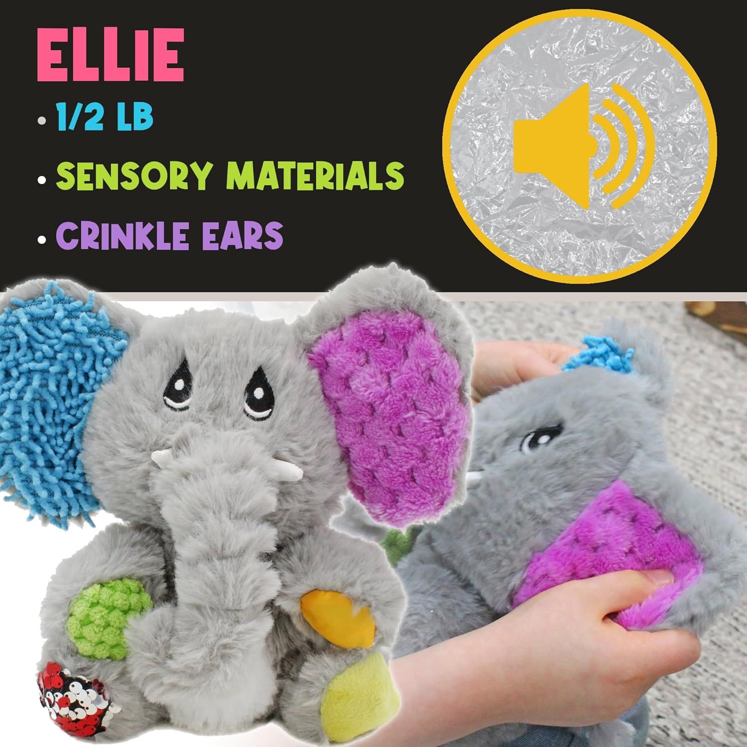 Mini Ellie the Elephant Weighted Sensory Plush (1/2lb)