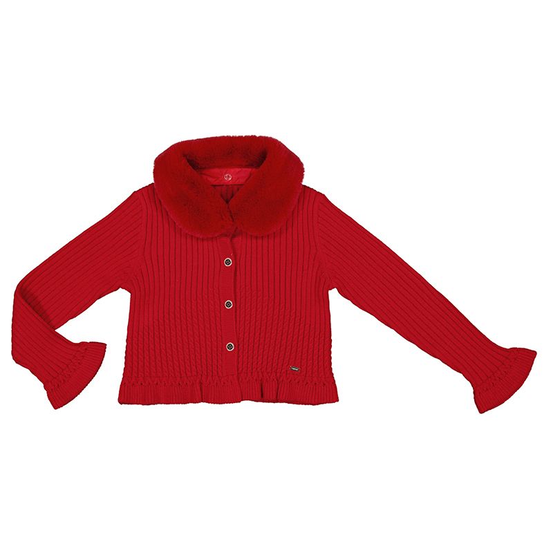 4362 Faux Fur Collar Cardigan 