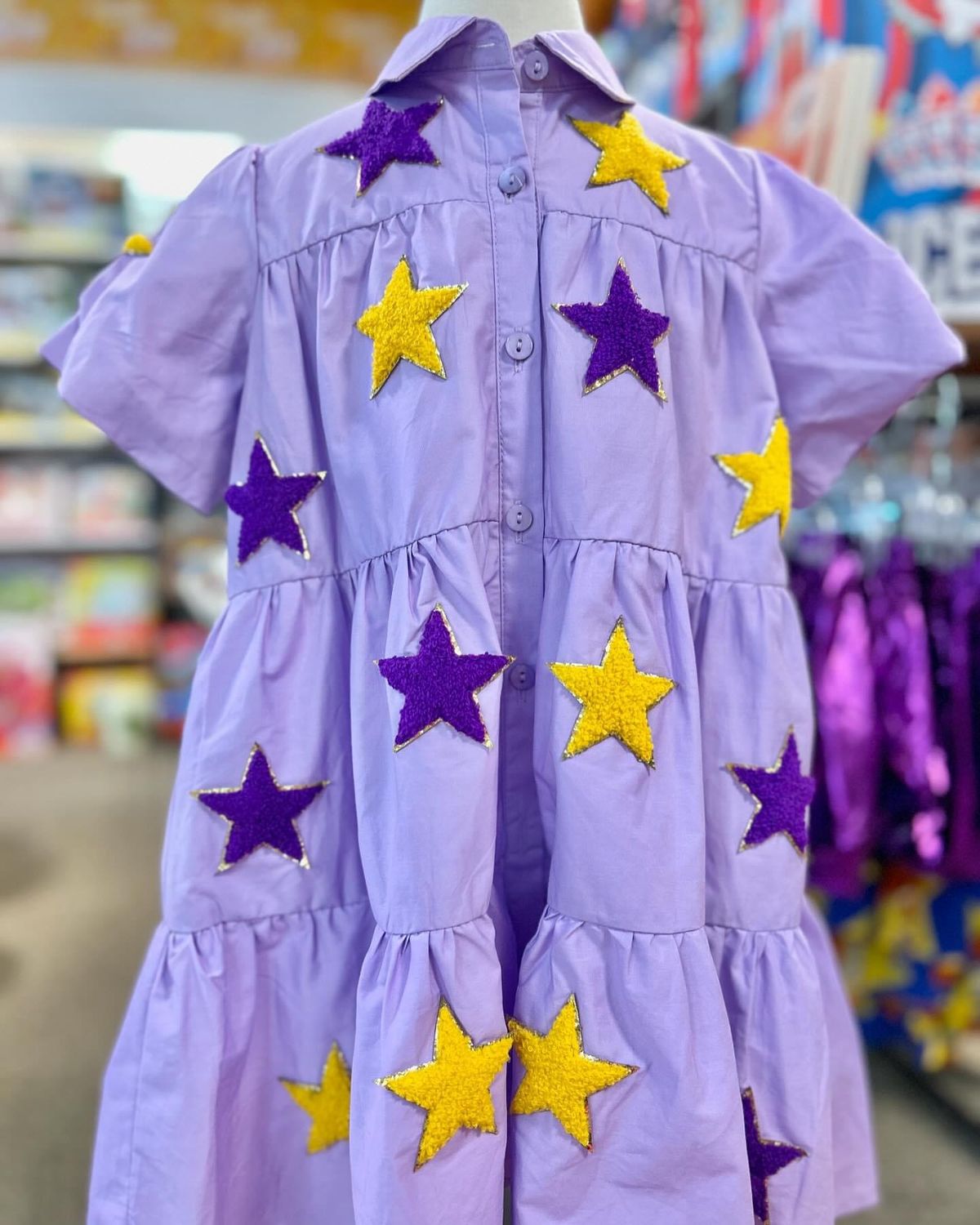 Purple and Yellow Chenille Star Dress