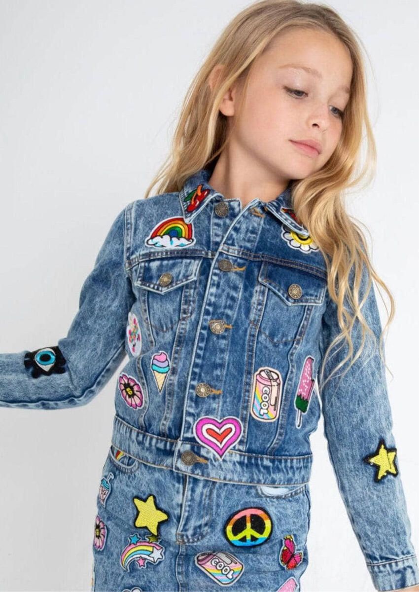 Patch Crop Denim Jacket