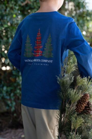 Plaid Trees LS Tee