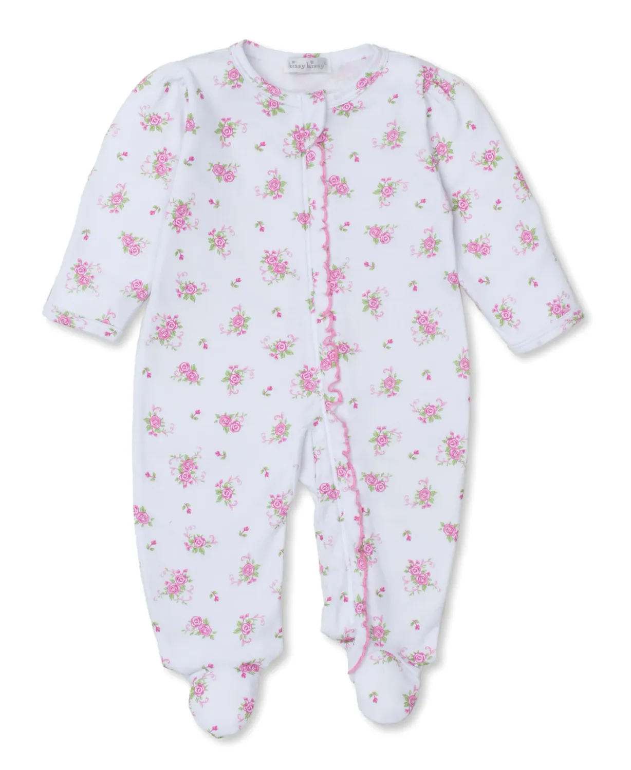 Pink Rose Scroll Footie w/ Zipper