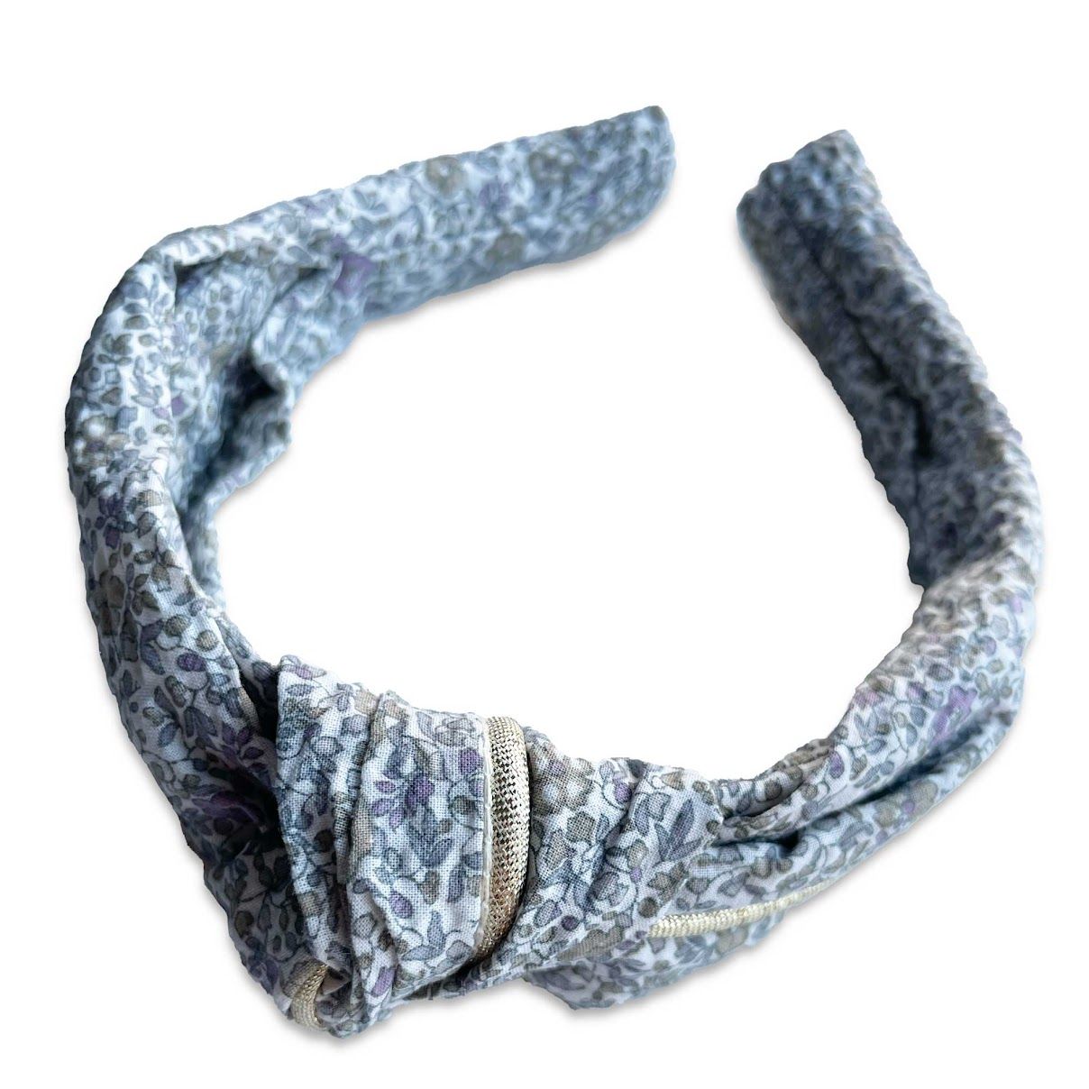 Gold Mini Flowers Knot Headband- Grey