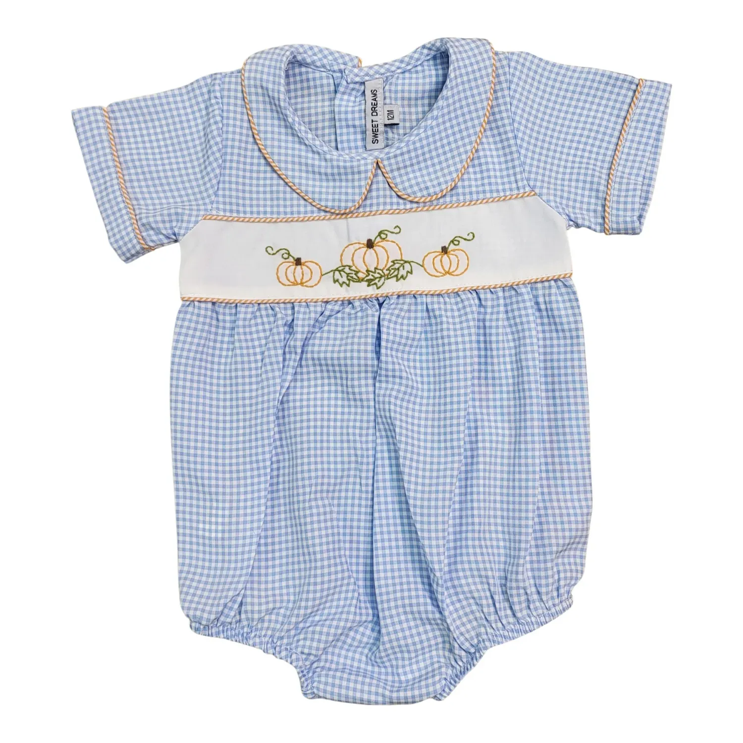 Boy Blue Gingham Pumpkin Bubble
