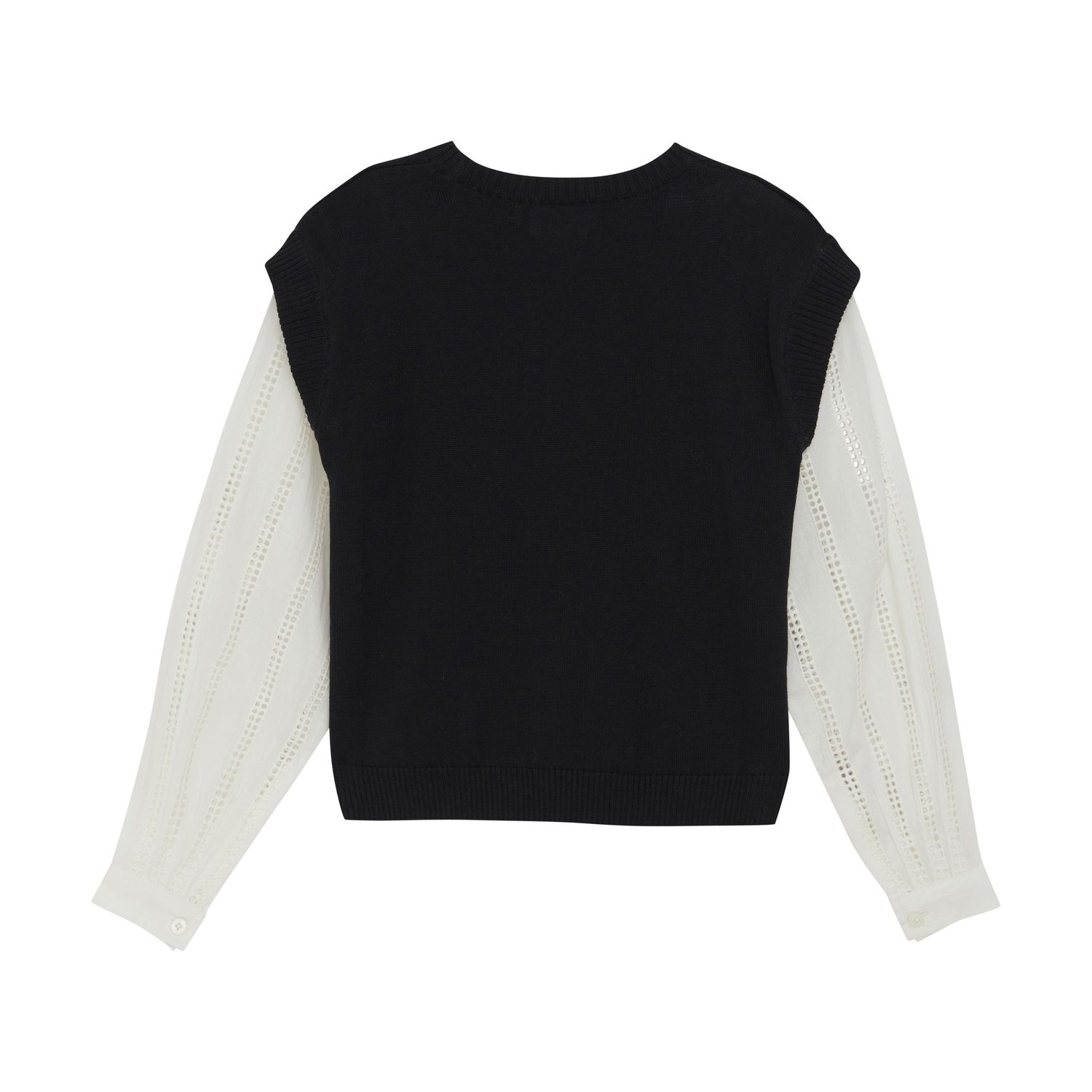 Black &amp; White Faux Layered Blouse