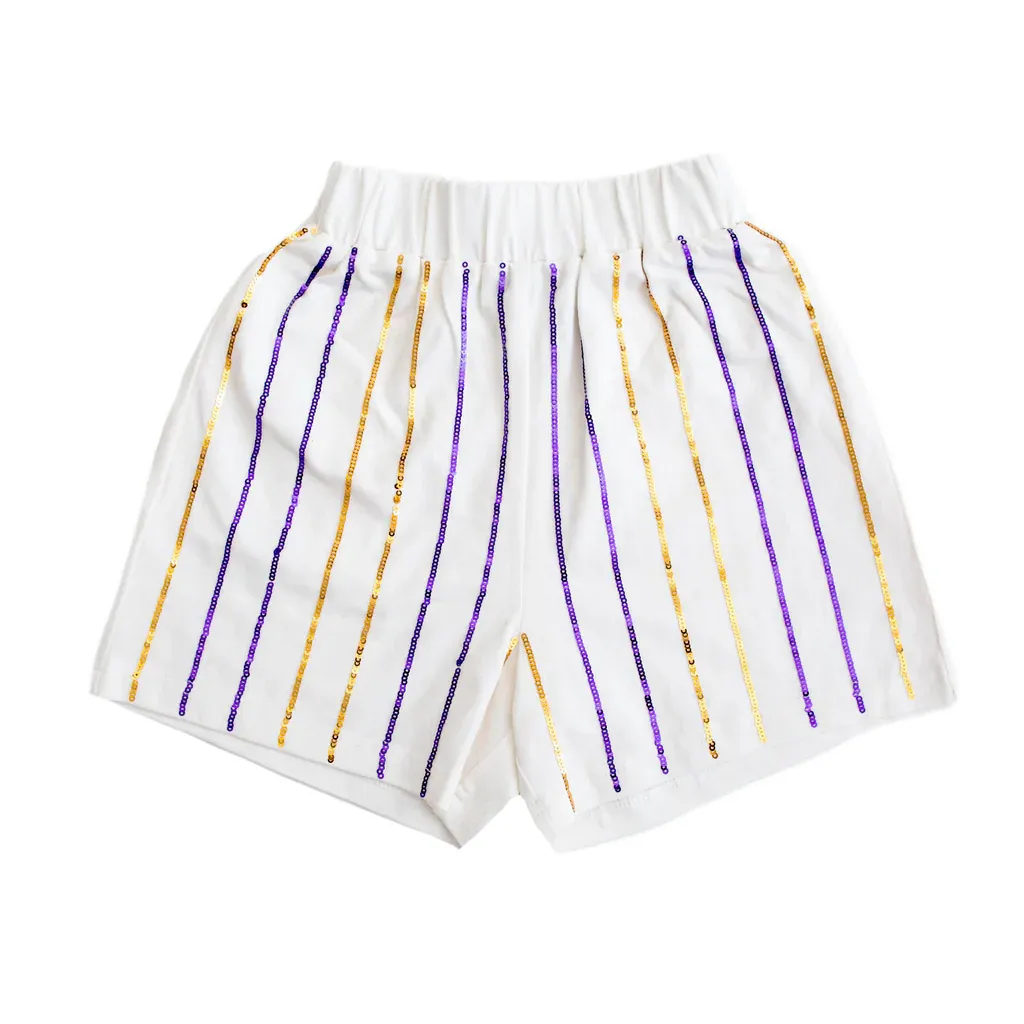 Purple and Gold Stripe Shorts