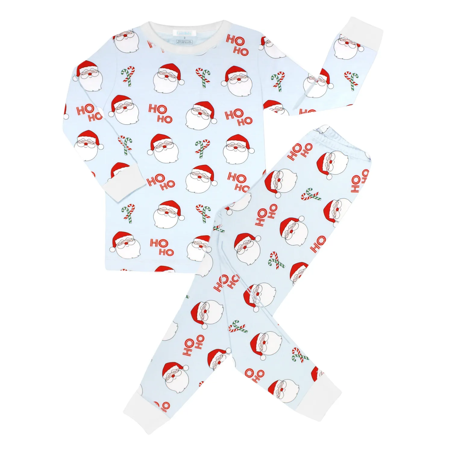 Pima Jolly Santa 2pc Pajamas- Blue