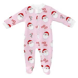 Pima Santa Footie w/ Zipper- Pink