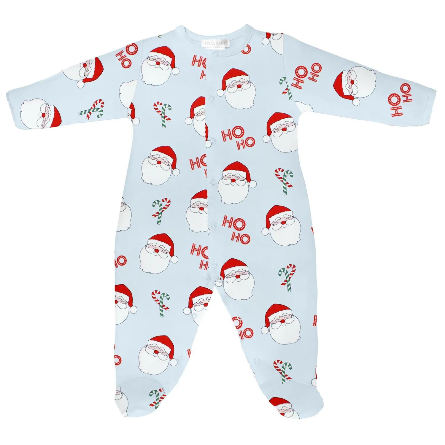 Pima Santa Footie w/ Zipper- Blue