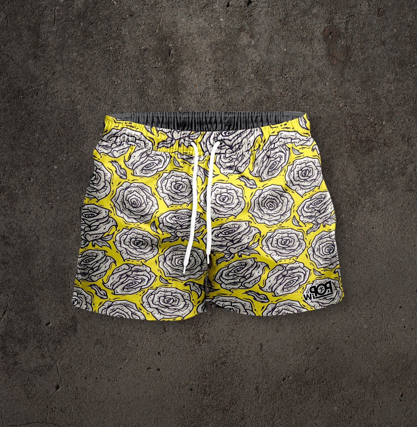 Short Masculino amarillo y rosas