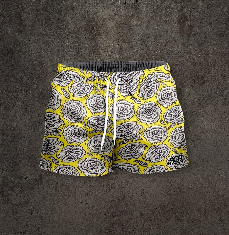 Short Masculino amarillo y rosas