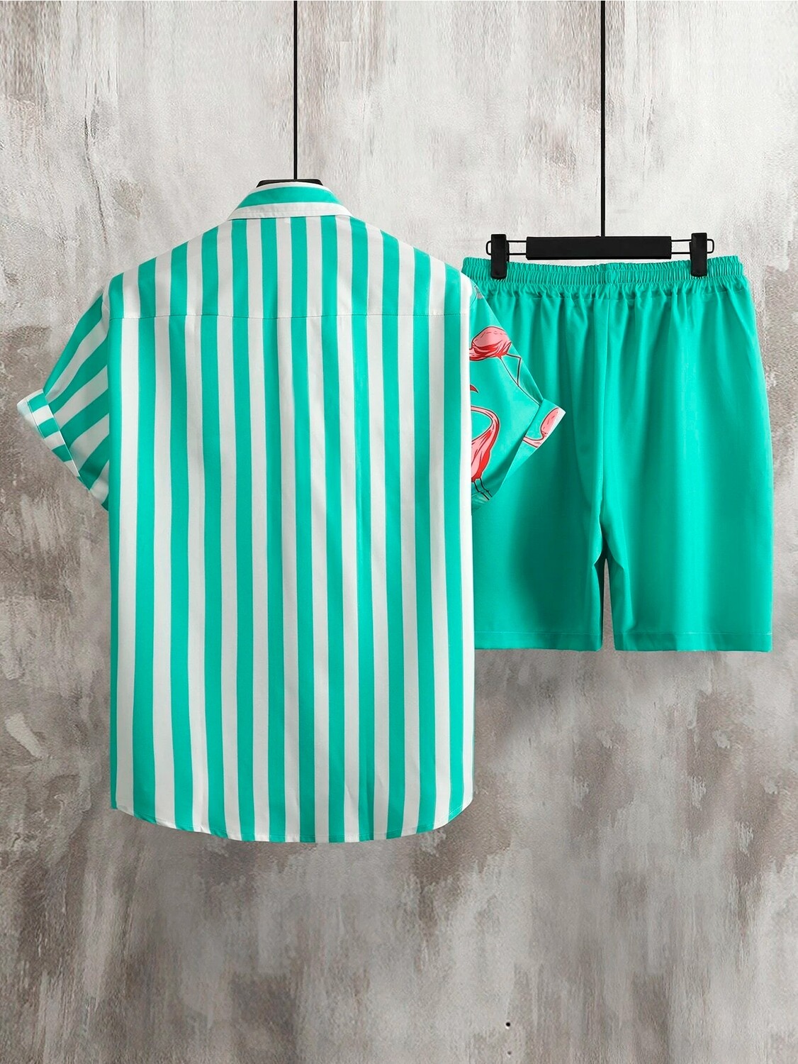 Conjunto flamingo hombre verde acua