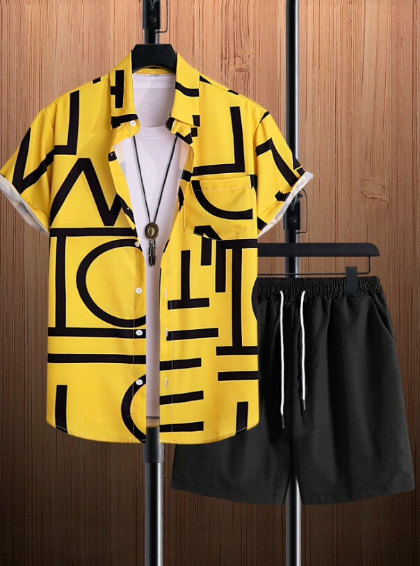 Conjunto  hombre amarillo &amp; negro tex