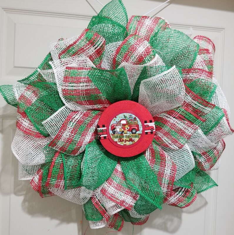 Red Truck Christmas flower wreath