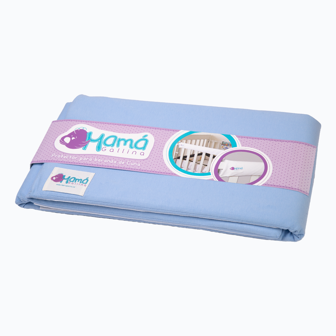 Protector Baranda para cuna, cama cunas y plaza y media, Modelos: Cabecera y Pies Celeste 70cm
