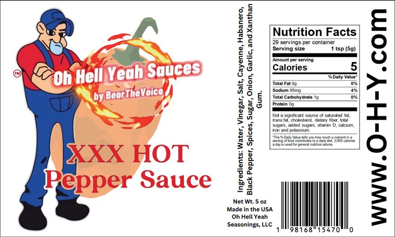 XXX Hot Pepper Sauce by Bear