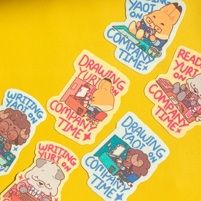 Yuri/Yaoi-ing on Company Time Die Cut Stickers