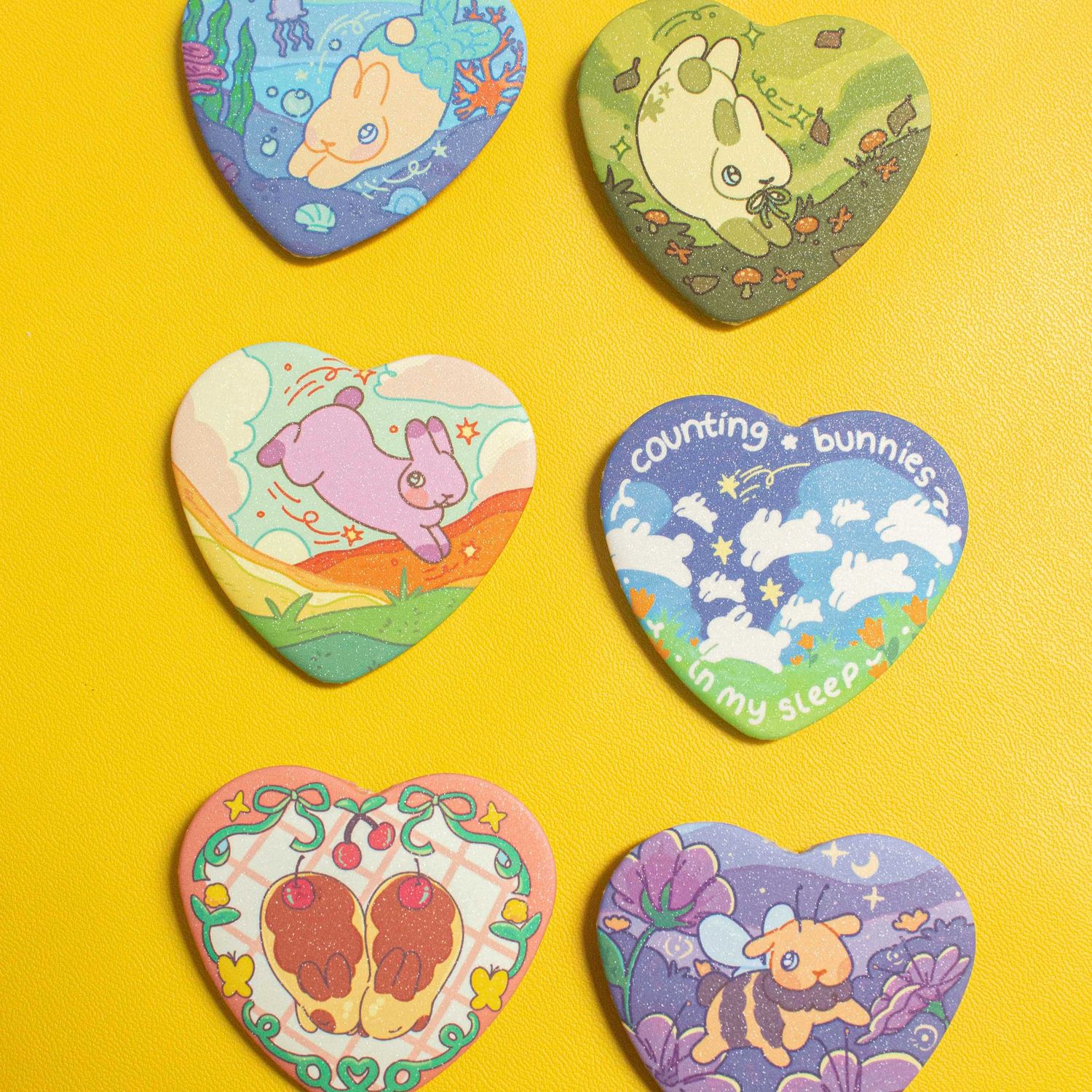 Bunny Pals Heart Shaped Button