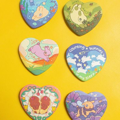 Bunny Pals Heart Shaped Button