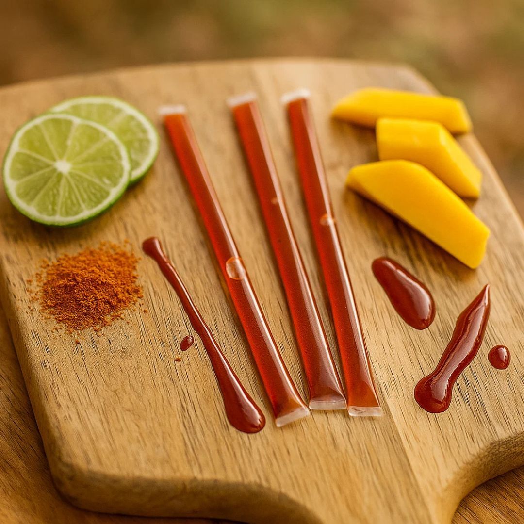 4 Pajillas de Miel con Chamoy - La Explosión de Sabor que Llevas Contigo