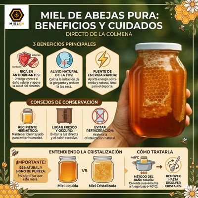 Miel de Abejas Pura y Natural - Formato Familiar 1000 ml