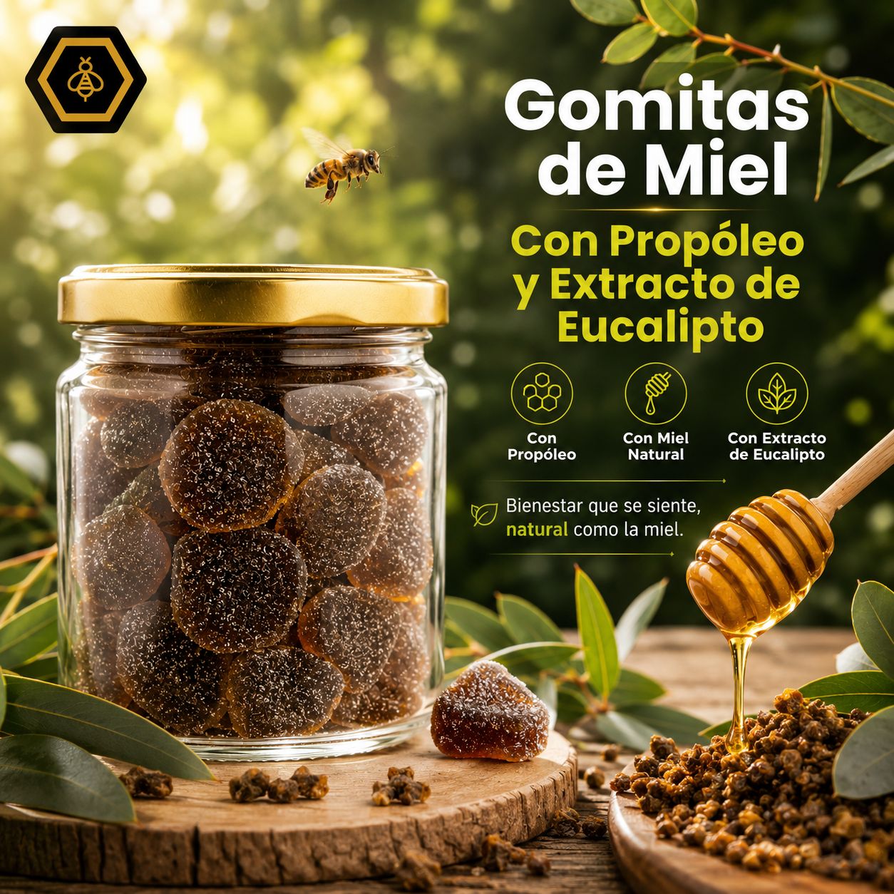 Gomitas de miel con propóleo y eucalipto
