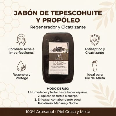 Jabón de miel con tepescohuite y propoleo
Jabon
miel
Tepezcohuite
propoleo
Guatemala
Mielen Guatemala