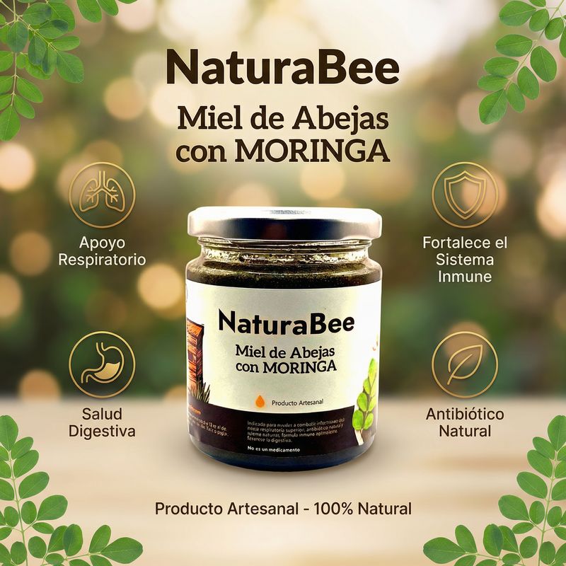 Natura Bee - Miel con Moringa 8 onzas