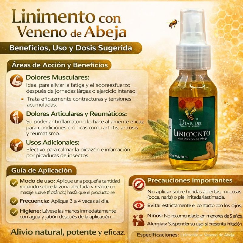 Linimento de Veneno de Abeja en Spray (60 ml) – Alivio Profundo y Natural