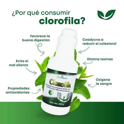 Clorofila Líquida Sabor Menta – Natural Health (500 ml)