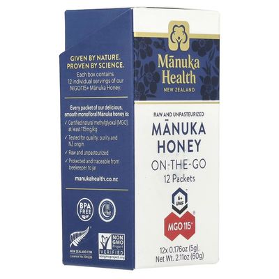 Miel de Manuka MGO 115+ (UMF 6+) – Sobres Portátiles (12 unid.)