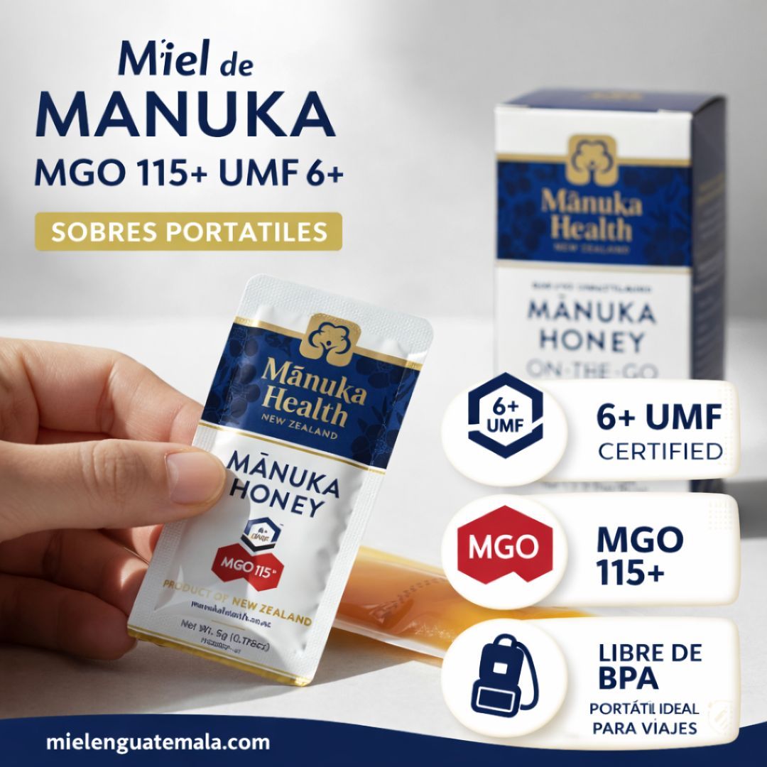 Miel de Manuka MGO 115+ (UMF 6+) – Sobres Portátiles (12 unid.)