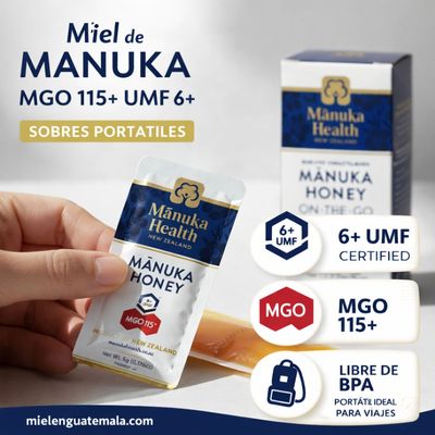 Miel de Manuka MGO 115+ (UMF 6+) – Sobres Portátiles (12 unid.)