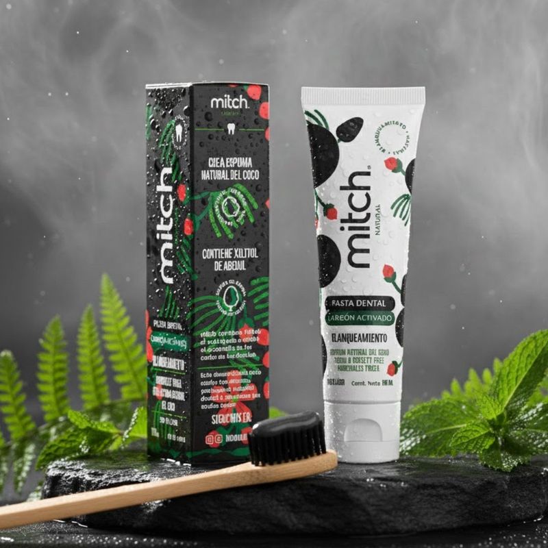 Pasta Dental Natural Mitch de Carbón Activado – Sin Flúor (100 ml)