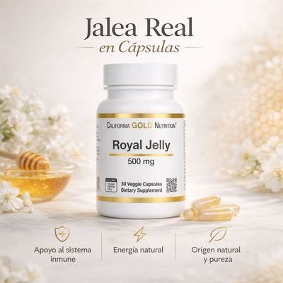 Jalea Real 500 mg – California Gold Nutrition (30 Cápsulas Vegetales)