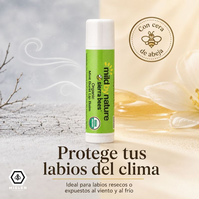 Bálsamo Labial Orgánico Mild By Nature Sierra Bees con Menta