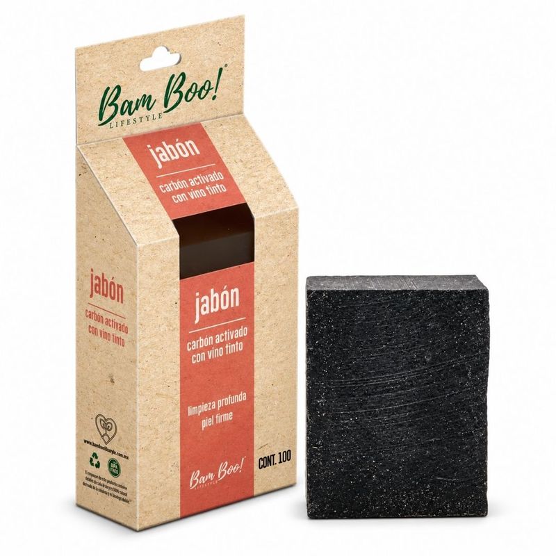 Jabón de Carbón Activado y Vino Tinto – Bam Boo! Lifestyle (100 g)