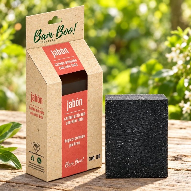 Jabón de Carbón Activado y Vino Tinto – Bam Boo! Lifestyle (100 g)