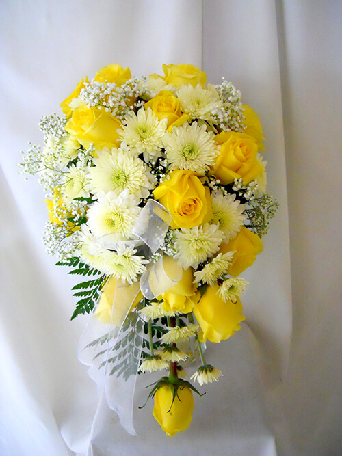 Cascading Bouquet with Roses & Chrysanthemums