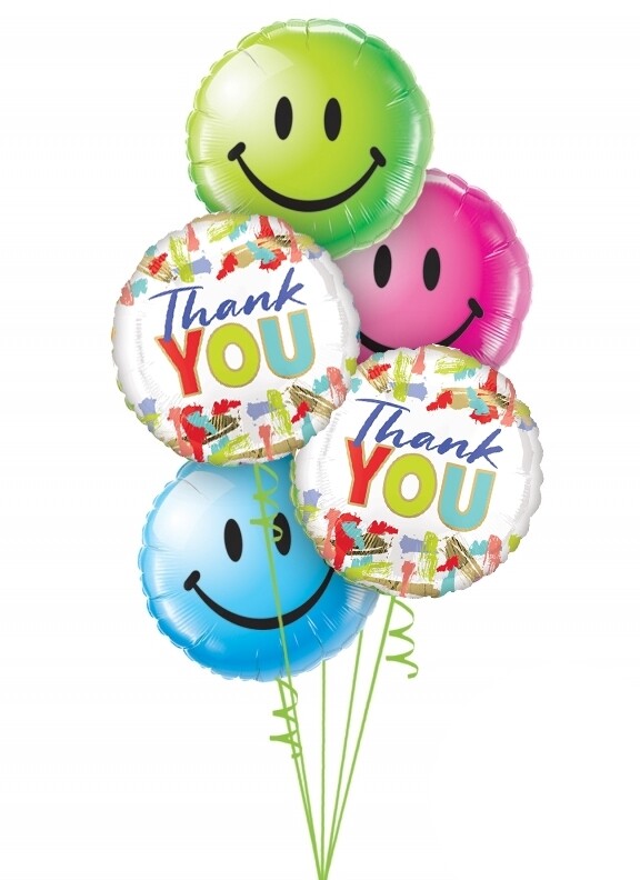 Thank You helium bouquet - 2 x 18" foil & 3 x 11" latex helium