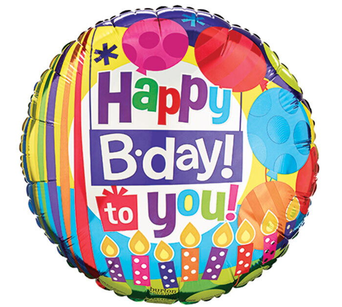 Birthday 9″  Air filled Foil Balloon on a stick