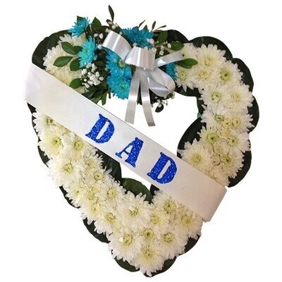 Wreath - Open Heart with DAD sash - 18"