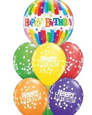 Birthday helium bouquet - 1 x 18" foil 6 x 11" latex